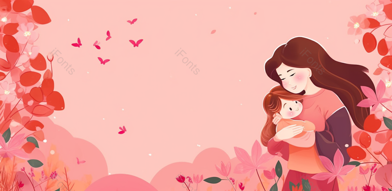 感恩母亲节妈妈抱着孩子插画背景海报,插画/手绘图,插画/手绘图库,插画/手绘图下载,插画/手绘